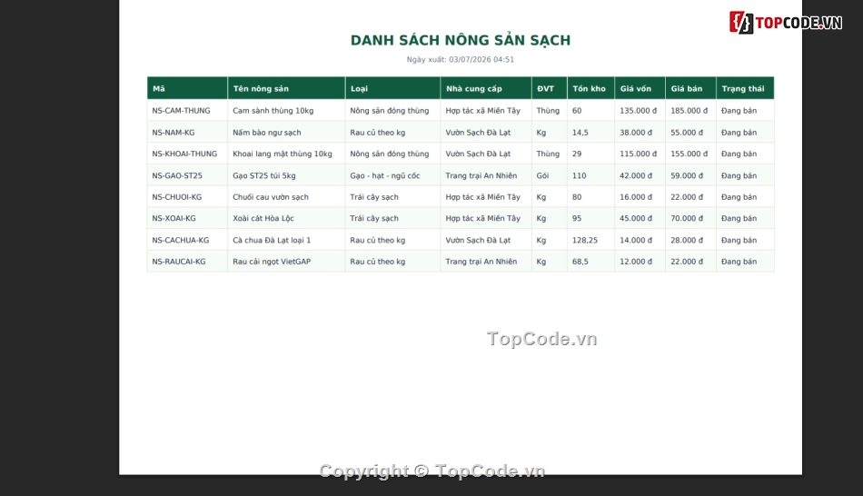 nông sản sạch,Web bán nông sản,bán nông sản